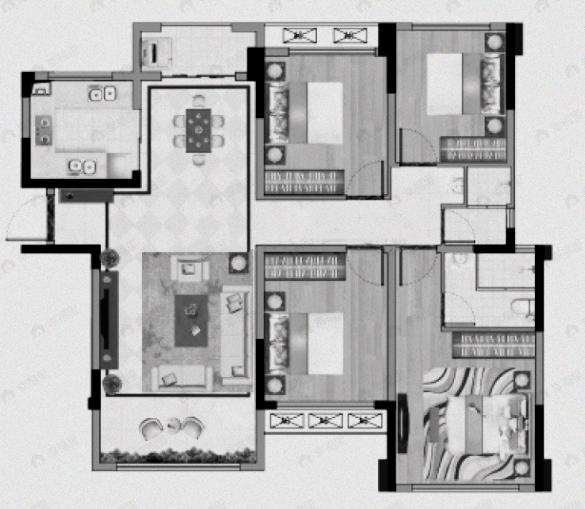 和裕晶河湾4室2厅2卫户型图