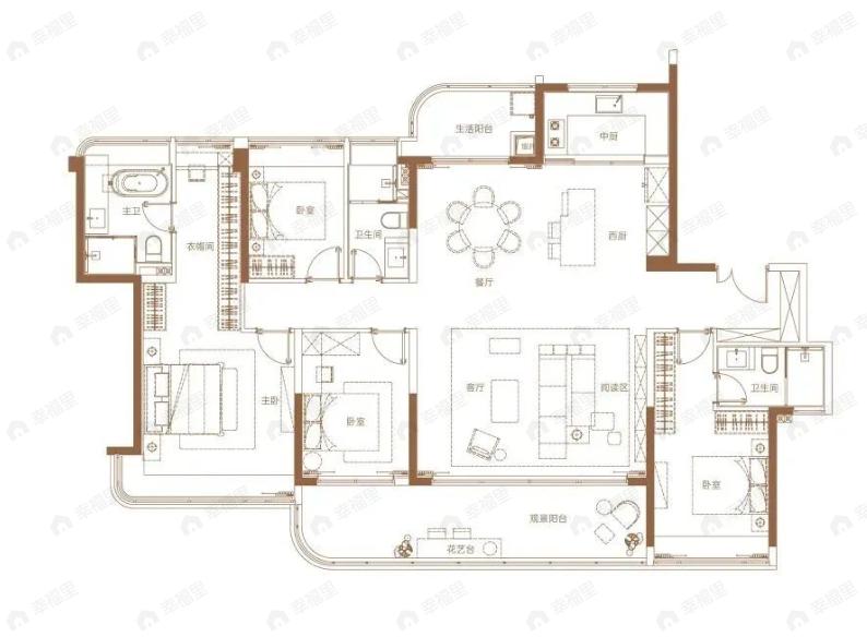 星河东悦湾4室2厅3卫户型图