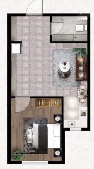 德泰人才公园1室1厅1卫户型图