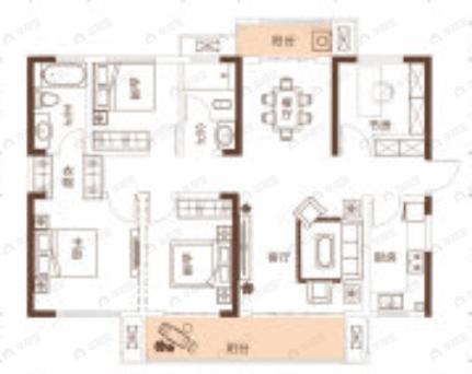 青竹湖曦园天骄4室2厅2卫户型图