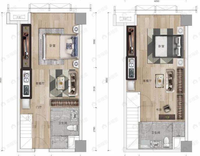 瀚德IBC汇智广场2室2厅2卫户型图