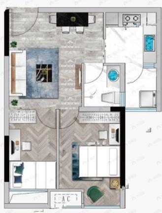 维康云顶荟2室1厅1卫户型图