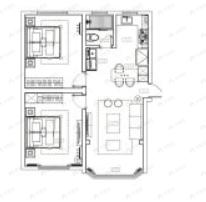 古北中央萃二期2室2厅1卫户型图
