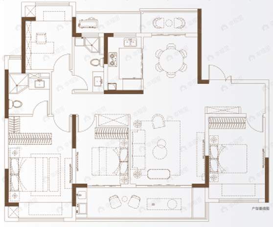 路劲美的竹林壹号4室2厅2卫户型图