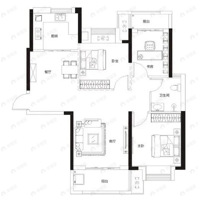 兰江公园里3室2厅1卫户型图