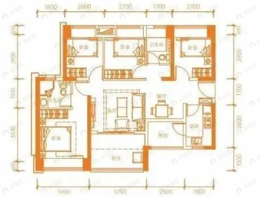 兆邦基碧湖春天4室2厅2卫户型图