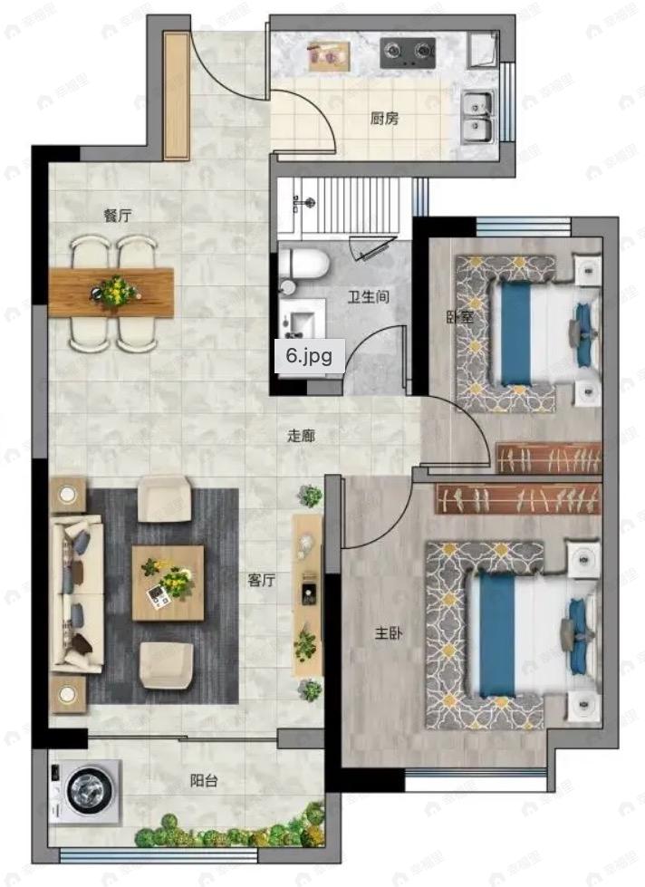 佳栖云四季2室2厅1卫户型图