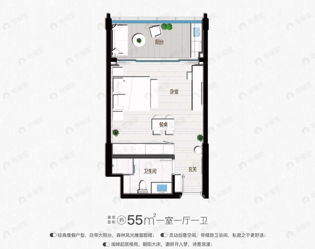 万科森林度假公园1室1厅1卫户型图