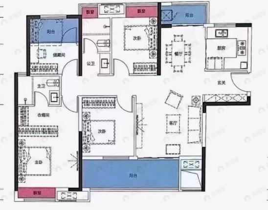 德奥悦东方4室2厅2卫户型图