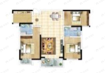 中成水岸绿洲3室2厅2卫户型图