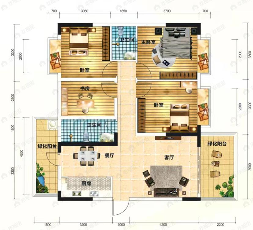 振宁星光广场4室2厅2卫户型图