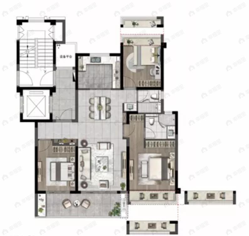 信达督府天承3室2厅2卫户型图