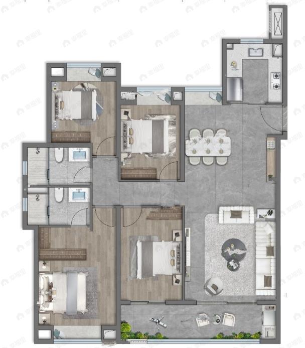 龙湖清能天曜4室2厅2卫户型图