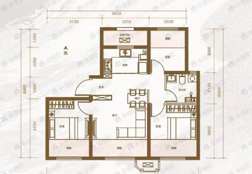 中天悦府3室2厅1卫户型图
