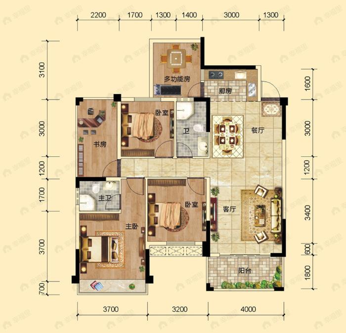 荣良麒麟华府5室2厅2卫户型图