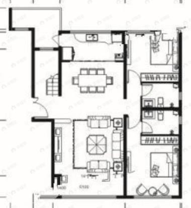 5室3厅4卫建面280平北|南户型图