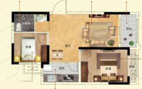 瀚宇天悦湾2室2厅1卫户型图