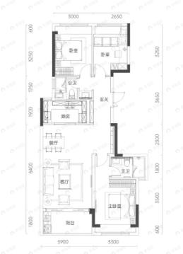 中信城开红树湾3室2厅2卫户型图