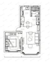 古北中央萃二期1室2厅1卫户型图