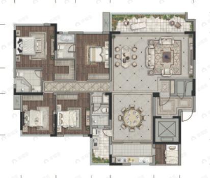四季贵州椿棠府玖玺台5室3厅3卫户型图