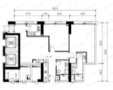2室1厅2卫建面135平西户型图