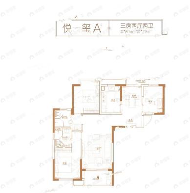 君苑豪庭3室2厅2卫户型图