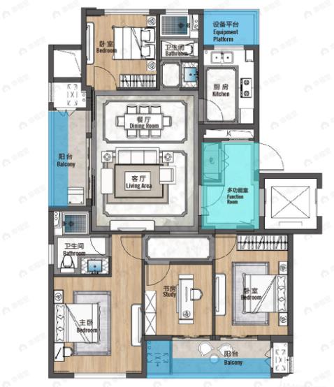 安吉清华园4室2厅2卫户型图