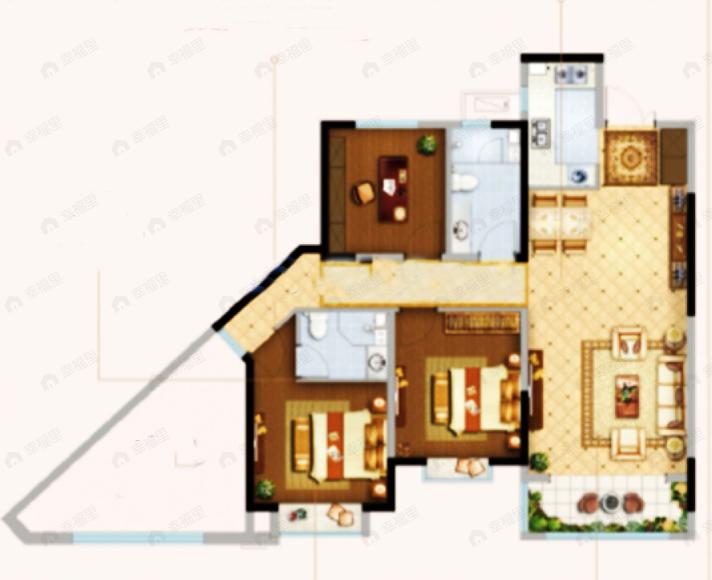 新都朗悦3室2厅2卫户型图