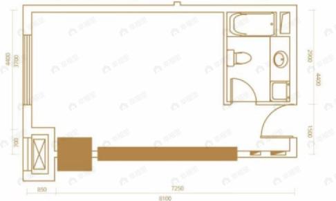 学府名邸1室1厅1卫户型图