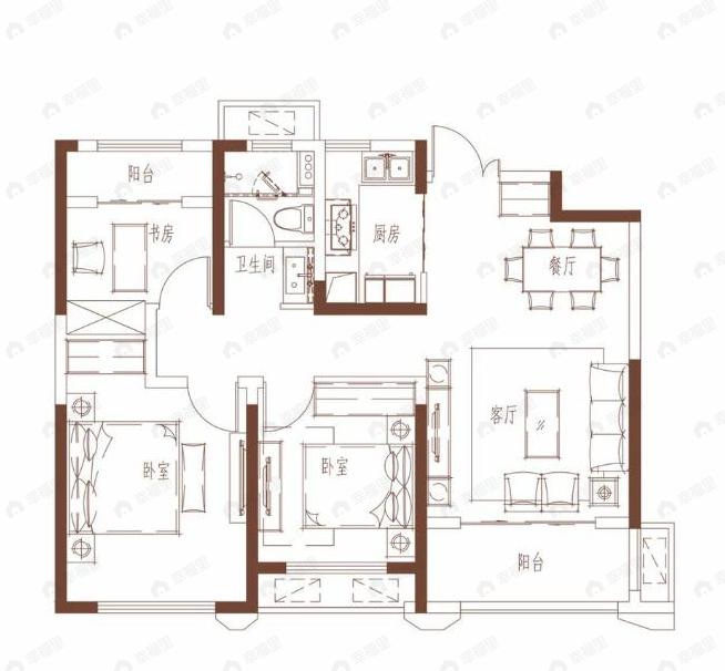 幸福誉品3室2厅1卫户型图
