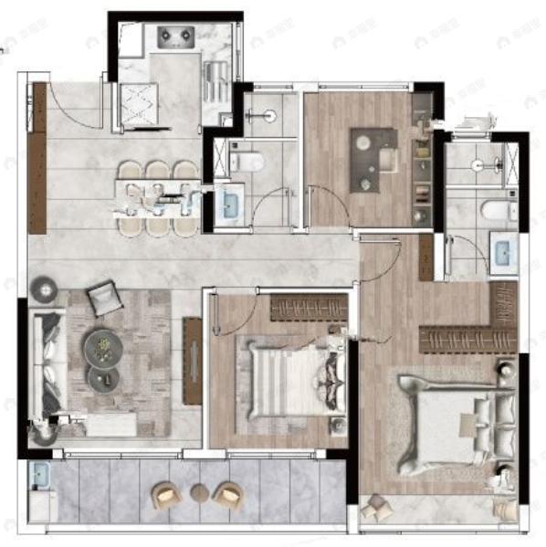 绿城桂语江南3室2厅2卫户型图
