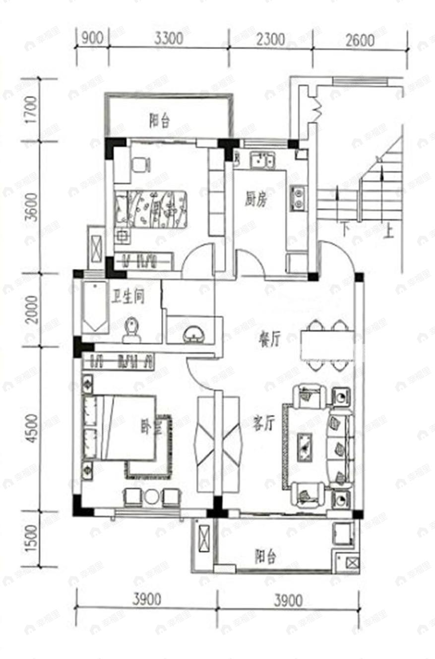 淳东花园2室2厅1卫户型图