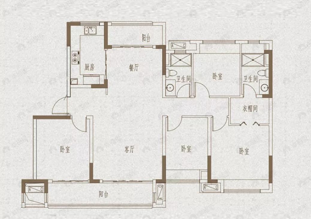 中海万锦公馆4室2厅2卫户型图