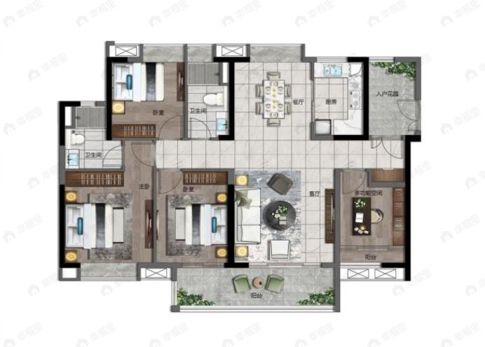 中国铁建海语熙岸4室2厅2卫户型图