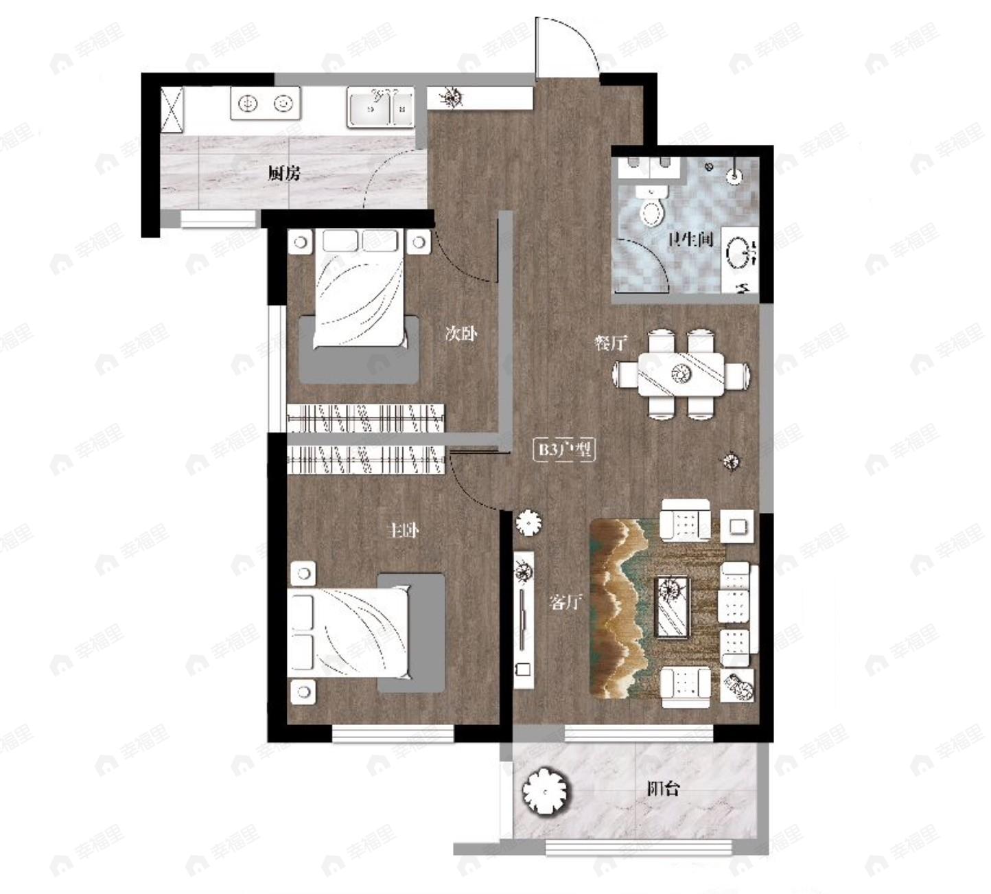 傲润天顺祥2室2厅1卫户型图
