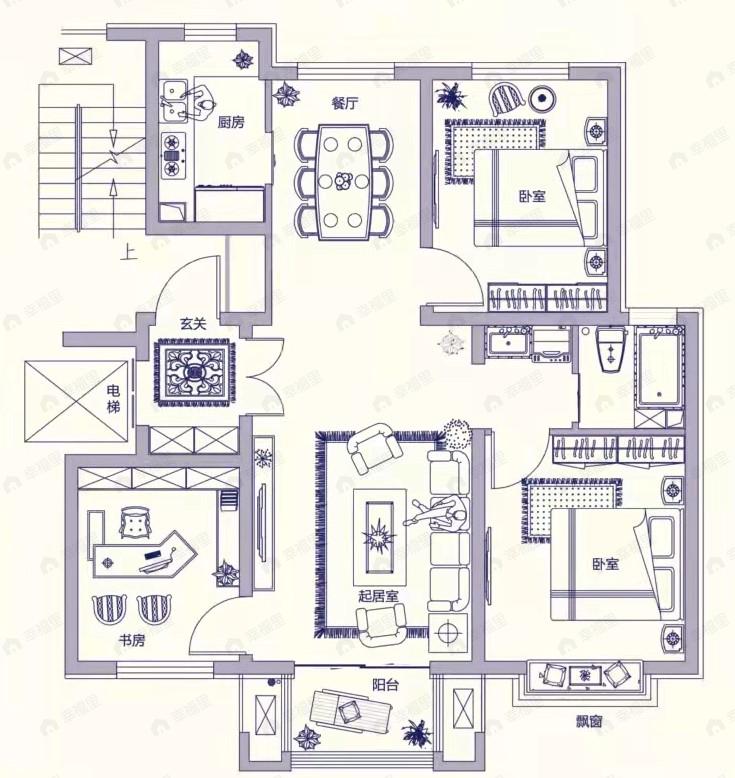 首尔甜城·九里香堤3室2厅1卫户型图