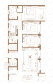 4室6厅4卫建面166平南|北户型图