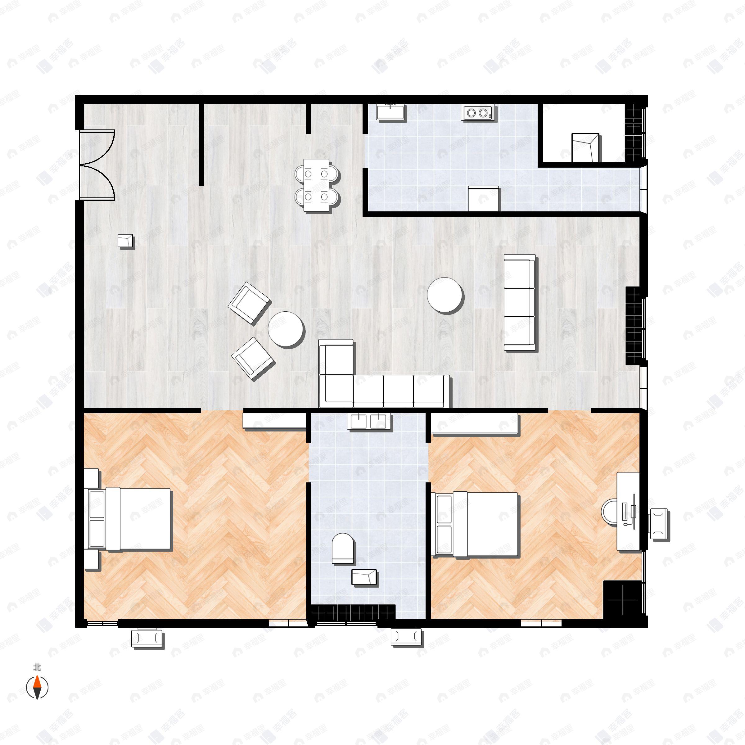 2室2厅1卫建面179平西|东户型图
