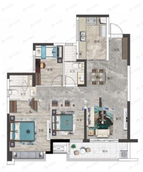 和顺府3室2厅2卫户型图