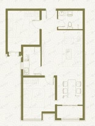 紫勋雍邸二期2室2厅1卫户型图