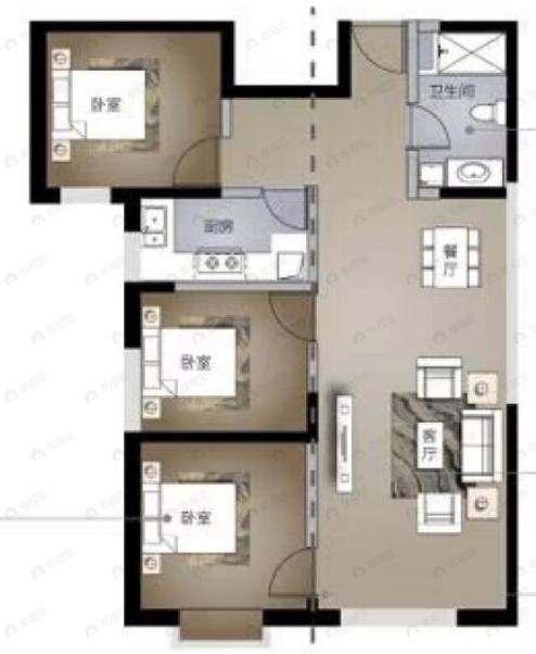 树人莱雅居3室2厅1卫户型图