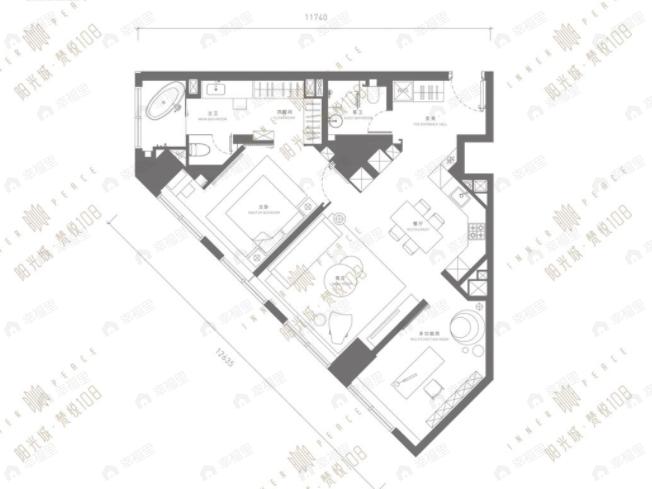 梵悦1082室2厅2卫户型图