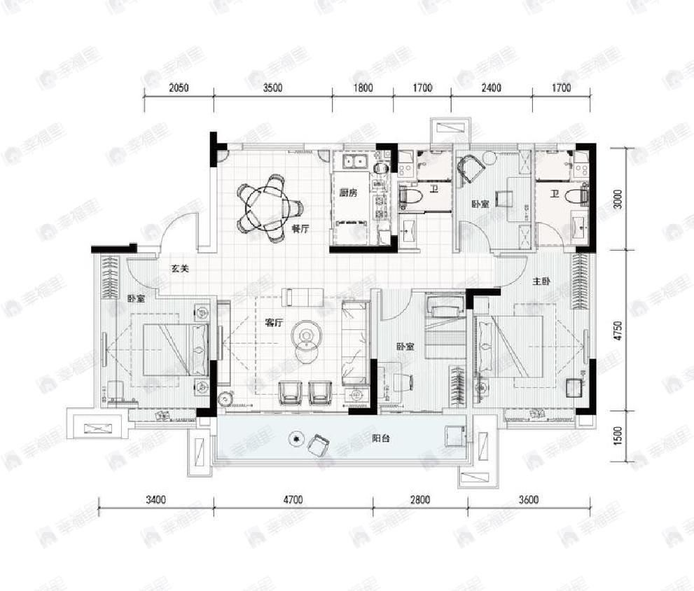 沧州碧桂园凤凰城4室2厅2卫户型图