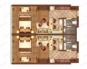 中建光谷之星2室4厅2卫户型图