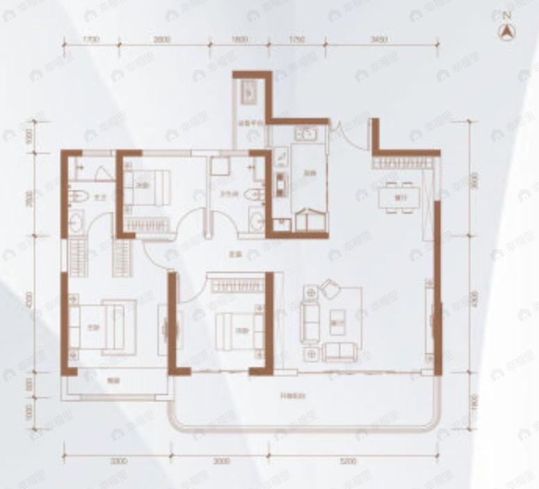 金沙湖高尔夫观邸3室2厅2卫户型图