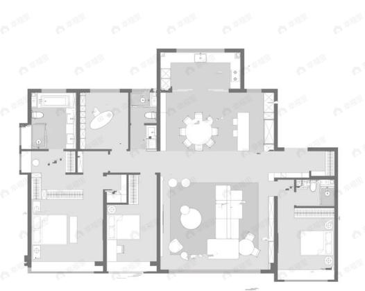 中海·峰境梅江4室2厅3卫户型图