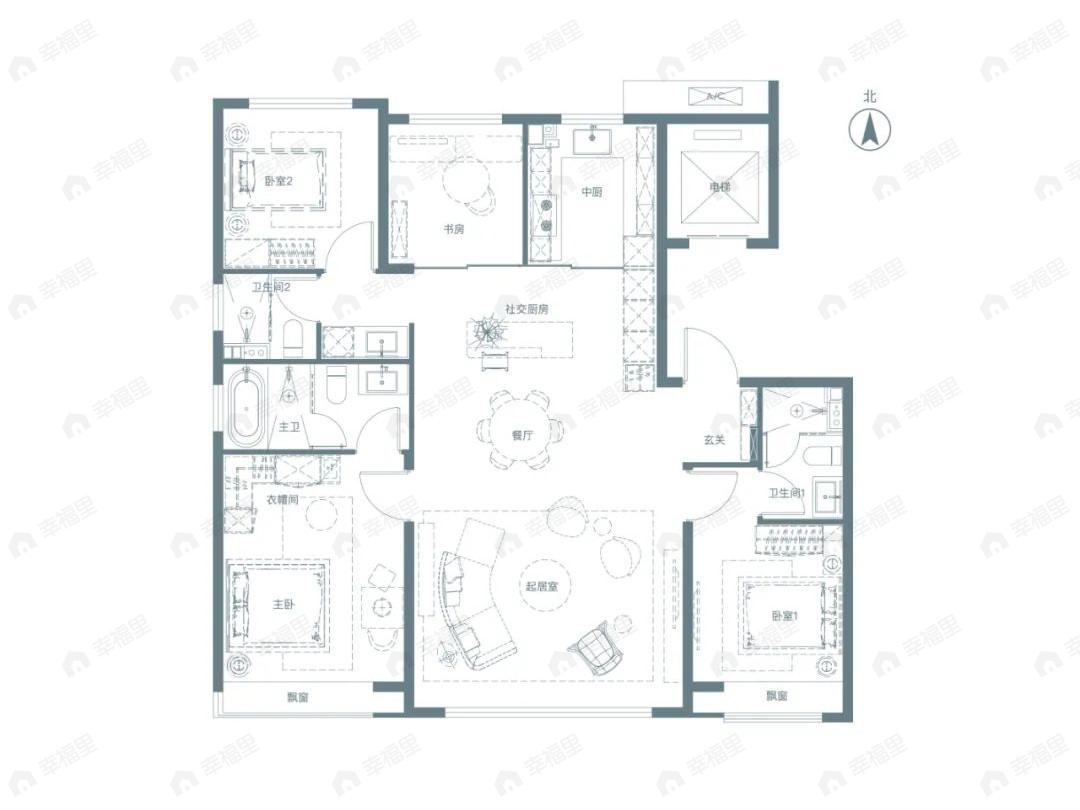 北京瑞府4室2厅3卫户型图