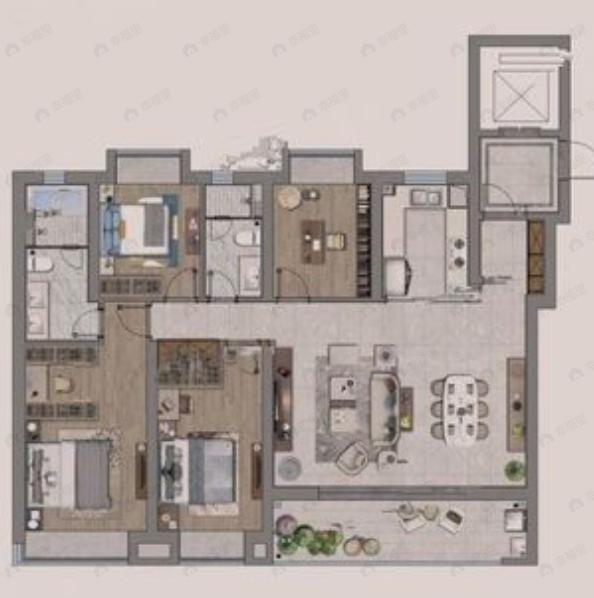 龙湖天玺4室2厅2卫户型图