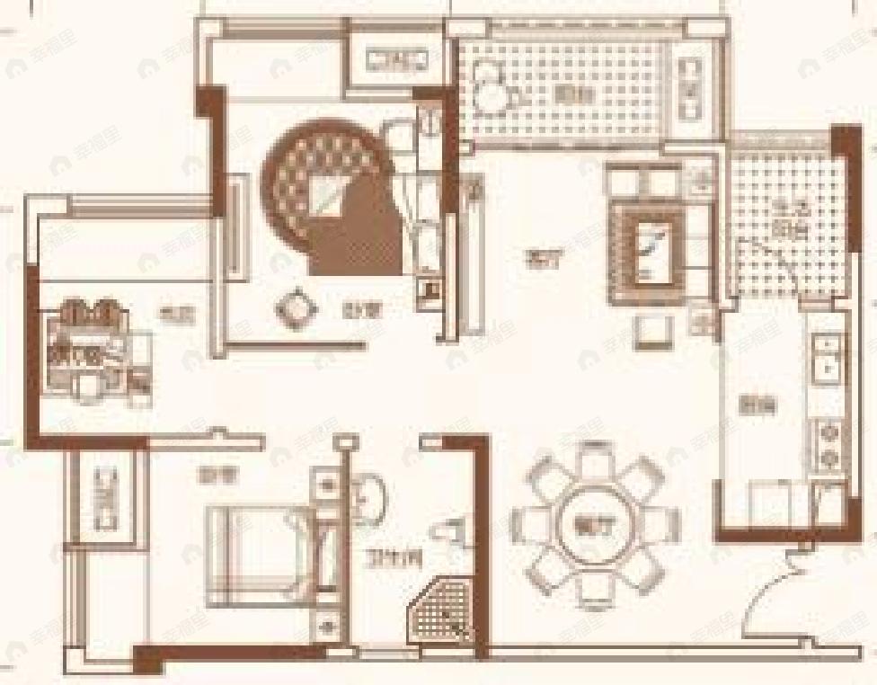 北新御龙湾3室2厅1卫户型图