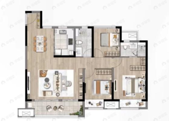 华发未来城3室2厅2卫户型图